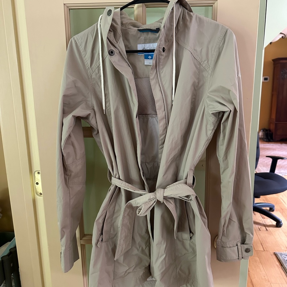 Columbia Tan Raincoat with Belted Waist